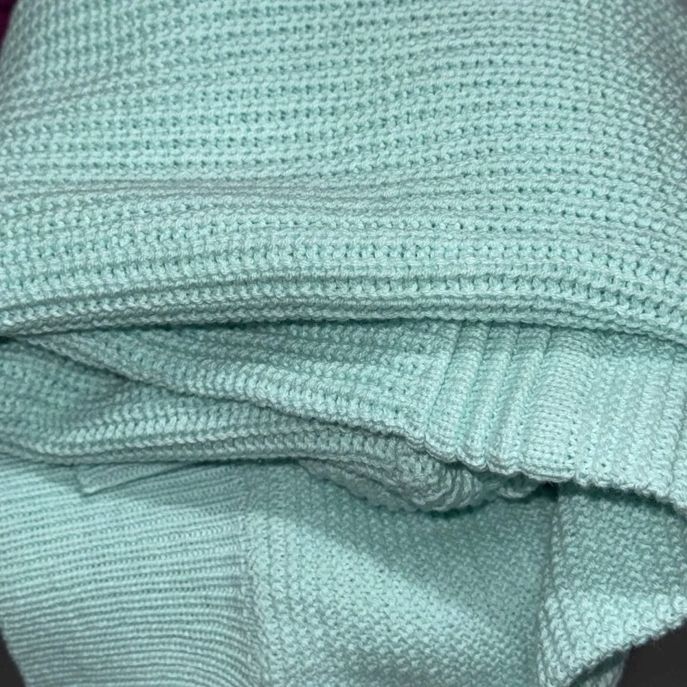 Fever Sweater Dusty Aqua Mock Neck Balloon Sleeve Chunky Knit Zipper‎ Sz XL NWT